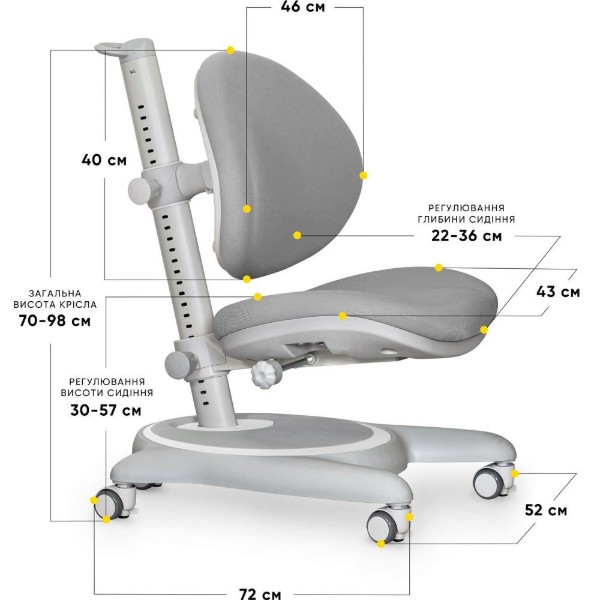 Фото - Крісло дитяче Mealux Ortoback Grey (Y-508 G)